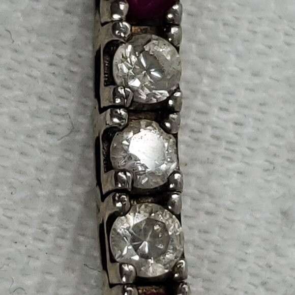 Gorgeous Red Stone & Crystal Silver 925 Tennis Bracelet  7" 14 Grams - Picture 10 of 13